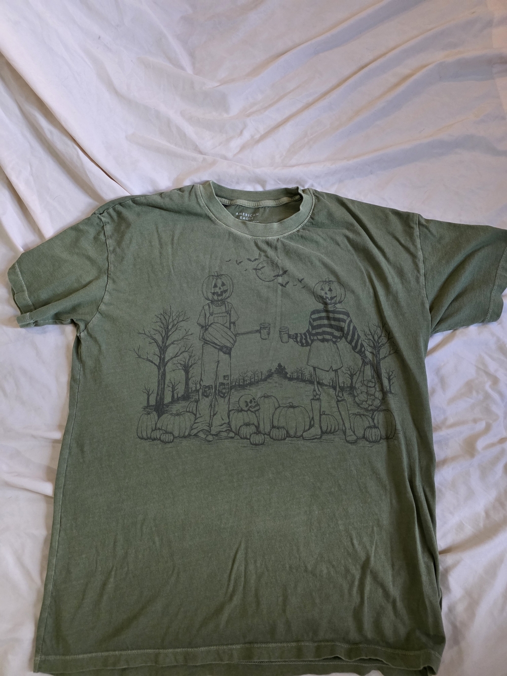 Women's Green Graphic Pumpkin Patch T-Shirt-XS/S